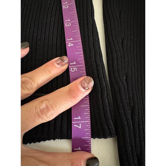 GANNI Melange Ribbed Knit Cropped V-Neck Cardigan – Black, L - Picture 9 of 10